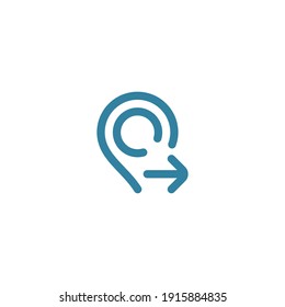 Vector outline of line route map symbol in blue tone