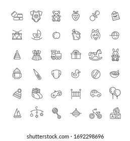 Vector outline line web icon set. Feeding and care