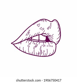 vector outline lip, smile  lips