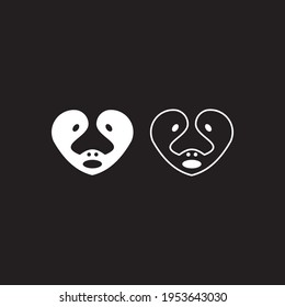 diseño de logotipo de contorno vectorial y silueta de perro de amor