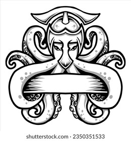 vector outline logo kraken design