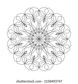 Mandala de contorno de vectores para la página del libro de coloreado. Ornamento redondo de encaje floral. Patrón redondo con flor de estilo étnico tribal. Elementos de diseño natural. Diseño circular de fondo para yoga, meditación, arte