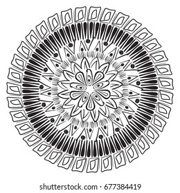 Vector outline mandala for coloring book. Decorative round ornament. Anti-stress pattern.
