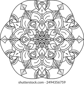 Vector contorno mandala para colorear arte de la página