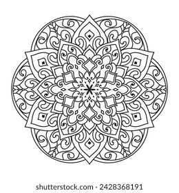 Vector outline mandala decorative and ornamental design for coloring page. vector mandala circles