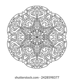 Vector outline mandala decorative and ornamental design for coloring page