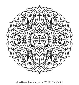 Vector outline mandala decorative and ornamental design for coloring page