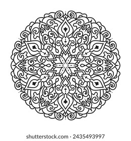Vector outline mandala decorative and ornamental design for coloring page
