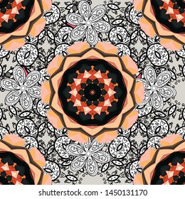 Vector outline Mandala on white, gray, black colors. Design element. Unusual flower oriental line. Decorative round ornament. Yoga logo, background for meditation poster. Anti-stress therapy pattern.