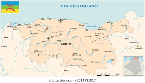 Vector outline map of the Algerian region Kabylia