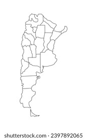 Mapa de esquema de vectores de Argentina, mapa de esbozo,
