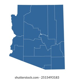 Mapa do estado do Arizona dividido em condados