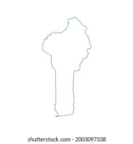 Vector outline map of Benin isolated on white background.