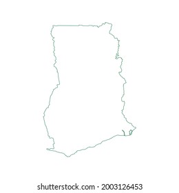 Vector outline map of Ghana isolated on white background.