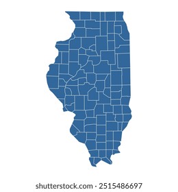 Vector outline map of Illinois divided into counties