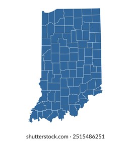 Mapa de contornos vetoriais do estado de Indiana dividido em condados