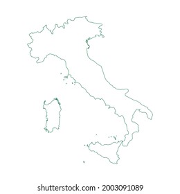 Vector outline map of Italy isolated on white background.