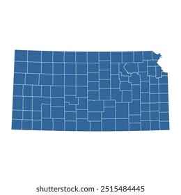 Vector outline map of Kansas state divided into counties