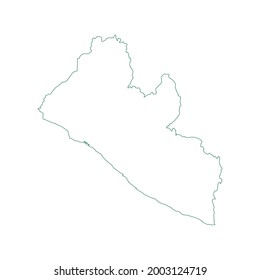 Vector outline map of Liberia isolated on white background.