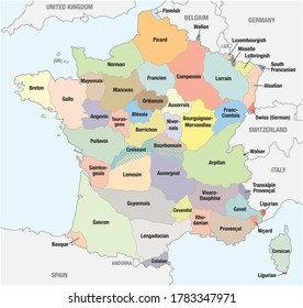 Vector outline map of main french regional languages