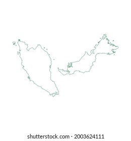 Mapa del contorno vectorial de Malasia aislado en fondo blanco.