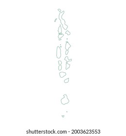 Vector outline map of Maldives isolated on white background. - Powered by Shutterstock - Get 15% off with code: PIKWIZARD15