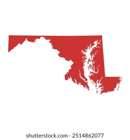 Vector outline map of Maryland state of the United States