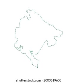 Vector outline map of Montenegro isolated on white background.