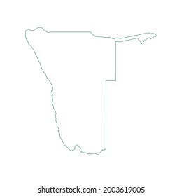 Vector outline map of Namibia isolated on white background.