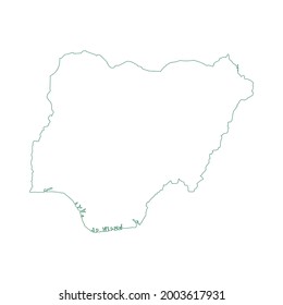 Vector outline map of Nigeria isolated on white background.