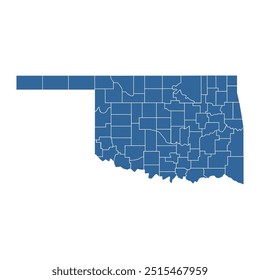 Mapa vetorial do estado de Oklahoma dividido em condados