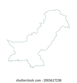Vector outline map of Pakistan isolated on white background.