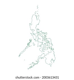 Vector outline map of Philippines isolated on white background.