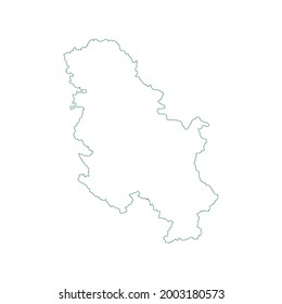 Vector outline map of Serbia isolated on white background.