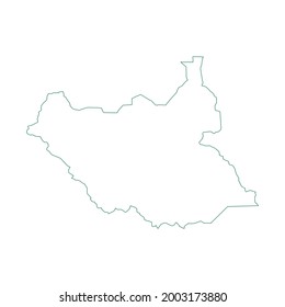 Vector outline map of South Sudan isolated on white background.
