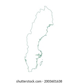 Vector outline map of Sweden isolated on white background.