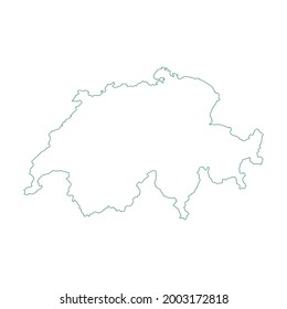 Vector outline map of Switzerland isolated on white background.
