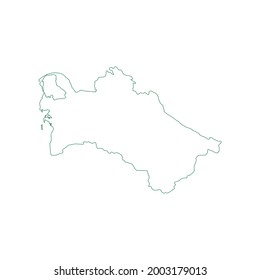 Vector outline map of Turkmenistan isolated on white background.