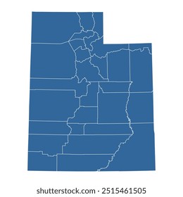 Mapa de Vector del estado de Utah dividido en condados