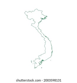 Mapa del contorno vectorial de Vietnam aislado en fondo blanco.