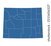 Vector outline map of Wyoming state divided into counties