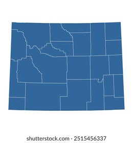 Mapa vetorial do estado de Wyoming dividido em condados