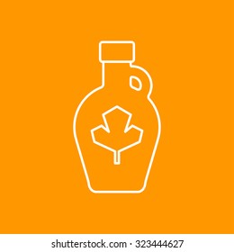 Vector outline maple syrup bottle template on color background 