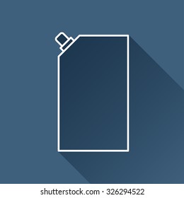 Vector outline mayonnaise plastic package icon on dark blue background with long shadow 