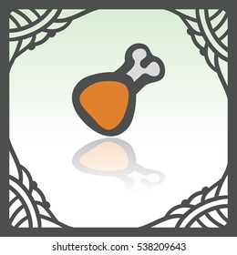 Vector outline meat chicken ham food icon in hand drawn frame. Elements for mobile concepts and web apps. Modern infographic logo and pictogram.