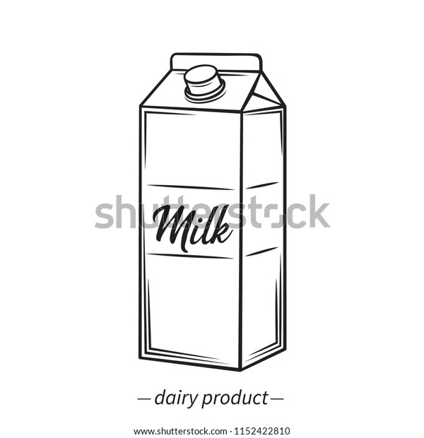 ベクター画像の輪郭の牛乳パックアイコン 乳製品のイラスト レトロなスタイル のベクター画像素材 ロイヤリティフリー