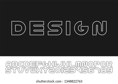 Vector outline modern font. Trendy english contour alphabet. Simple minimalistic latin letters and numerals