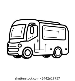 Vector outline of a modern shuttle bus icon design.