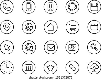 Vector outline monocolor icon pack in one geometry style for your business
There are base icons, like phone, web, mail, cloud, search, time, calendar, adress, shop and etc.