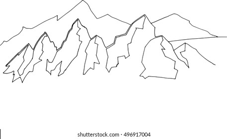 vector outline of mountains/silhouette of mountains/hills coloring